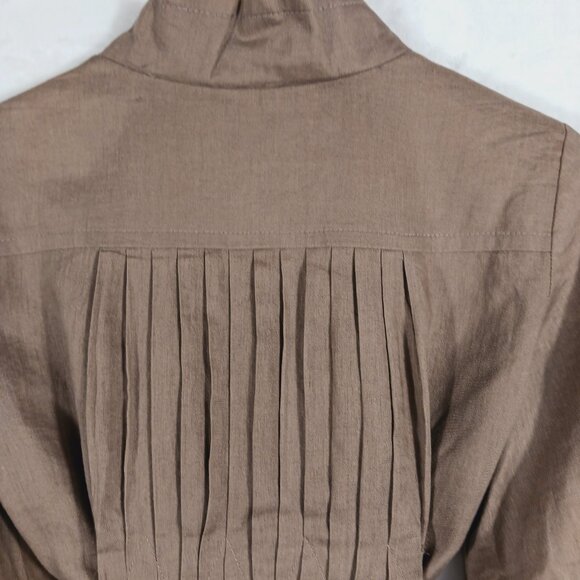 Zara Woman Tan/Brown Linen Jacket Pleated Back, Tie Waist Sz MED Earthy Neutral - Picture 10 of 16